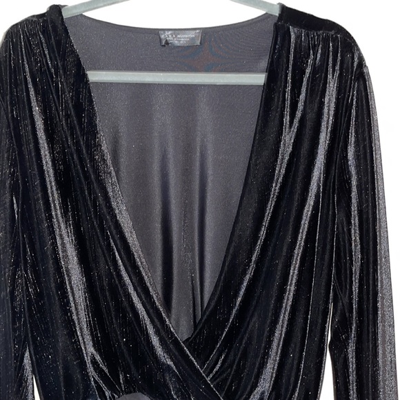 Zara black velvet Long sleeve body suit sz L - Picture 2 of 8